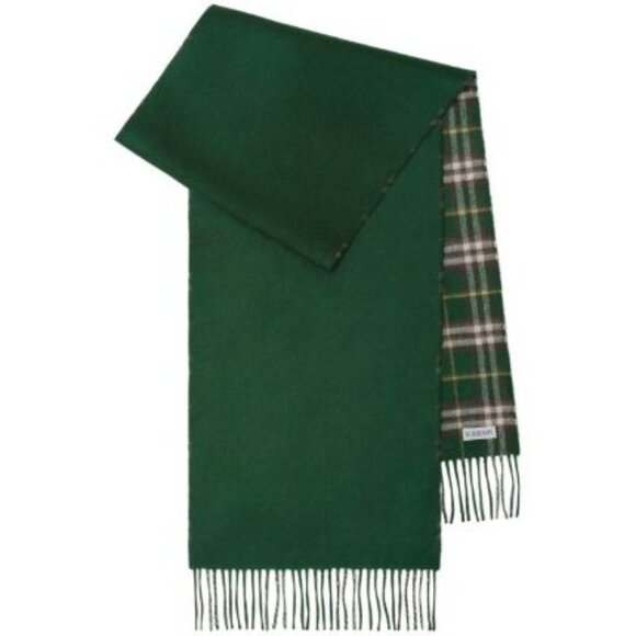 Burberry Vintage Check To Solid Cashmere Scarf Ivy 8082481 - Picture 2 of 10